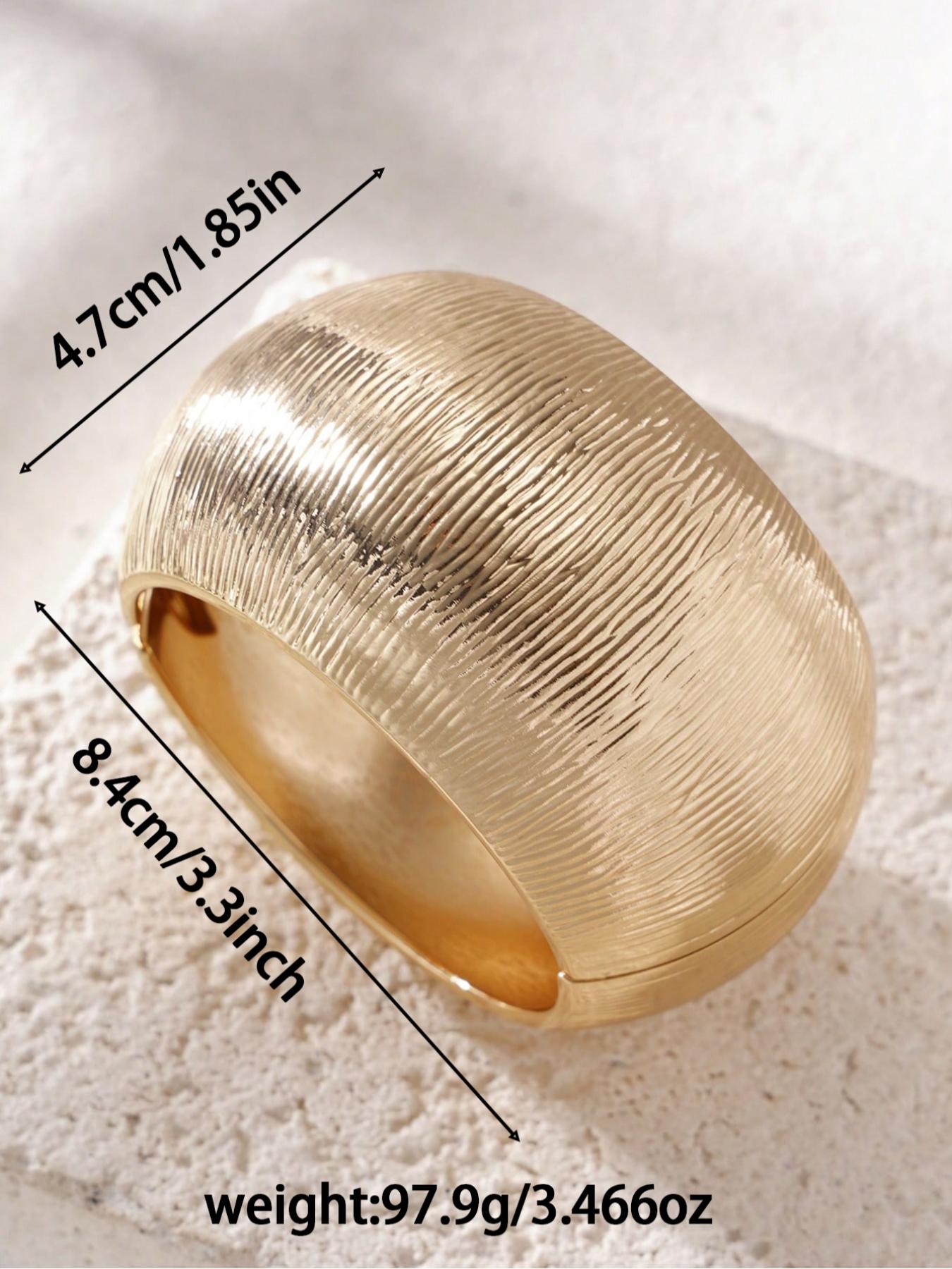 Chunky Cuff Bracelet for Women, Bold Wide Bangle, Retro Textured Metal Design, Perfect for Parties & Holidays