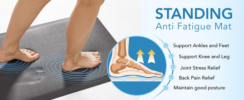 Deconovo Kitchen Mat 0.47/0.59" Thick Anti-Fatigue, Cushioned Waterproof Non-Slip - Durable Standing Desk/Office Mat, Easy Clean Comfort