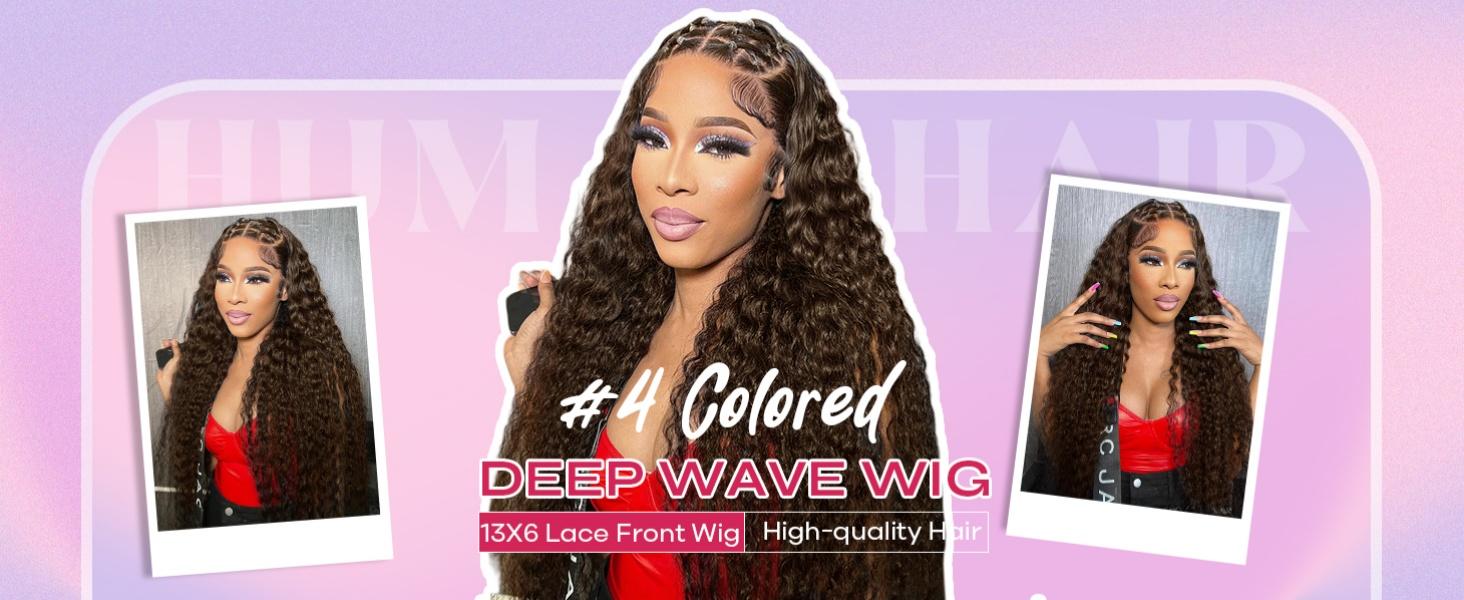 2026 TikTok Shop Deal Chocolate Brown Deep Wave Lace Front Wigs Human Hair 180 Density 13x6 HD Lace Frontal Wigs Curly Human Hair Brown Glueless Wig For Women Pre Plucked with Natural Hairline Valentine's Day Gift