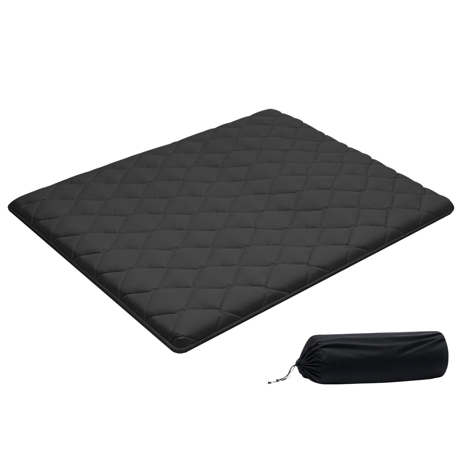 【Summerfinds】VEVOR Brushed Fabric Japanese Tatami Mattress, Queen Size 80x60x3.5in 14.1 lbs Foldable 60 Inch Single Sleeping Yoga Floor Mat, 9-Layer Dorm Mat with Storage Bag Fastener, Black