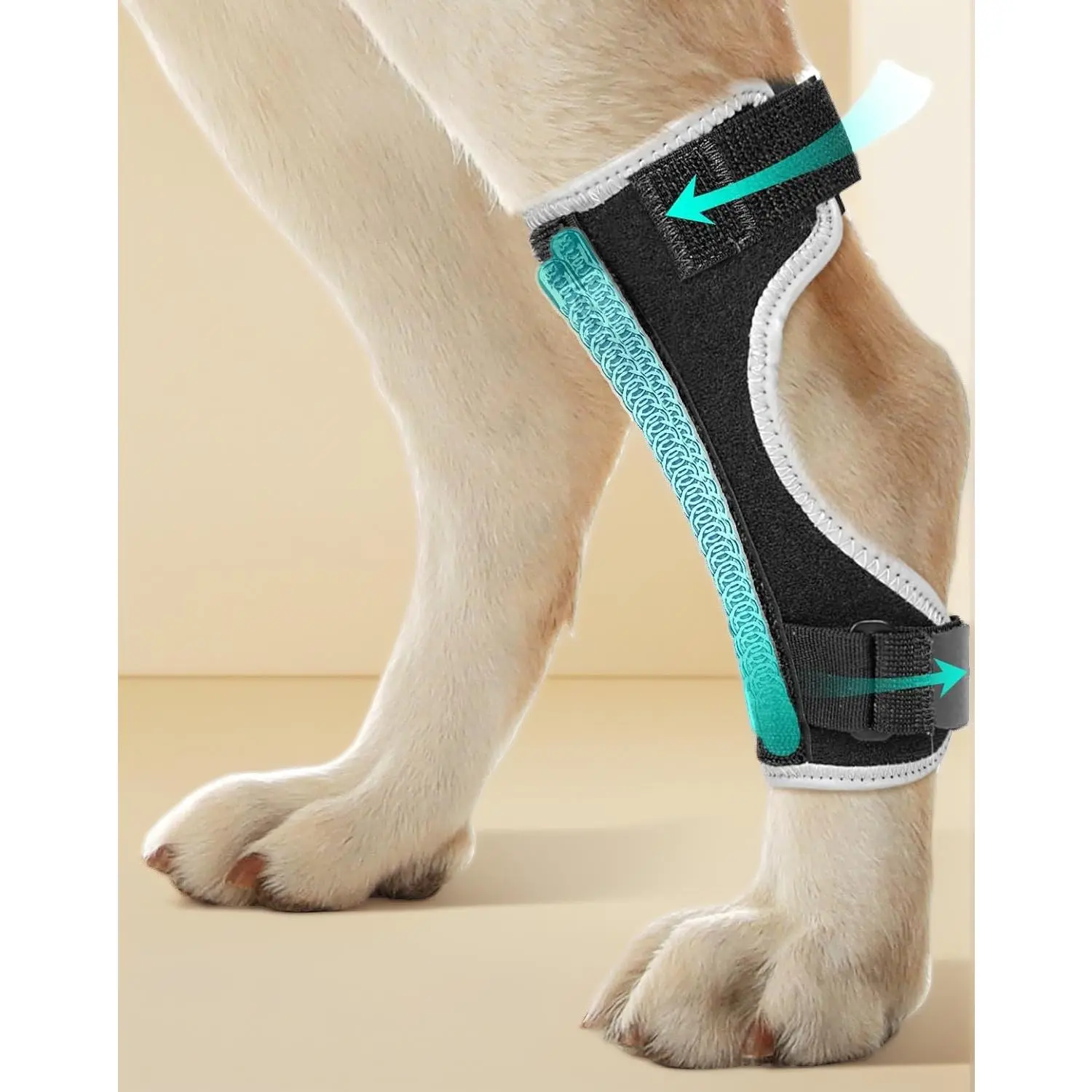Dog Hock Ankle Leg Brace with 2 Metal Strips Reflective Trim, Dog Front Back Leg Support Brace for Weak Legs Sprain Injury Arthritis Wound Recovery