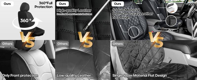 New Luxry Leather Car Seat Covers 5 Pieces, Full Set Universal Seat Covers for Cars, Waterproof Leather Auto Seat Protectorswith Lumbar Support Airbag Compatible, Car Interiors Fit for Most Sedans SUV , Black