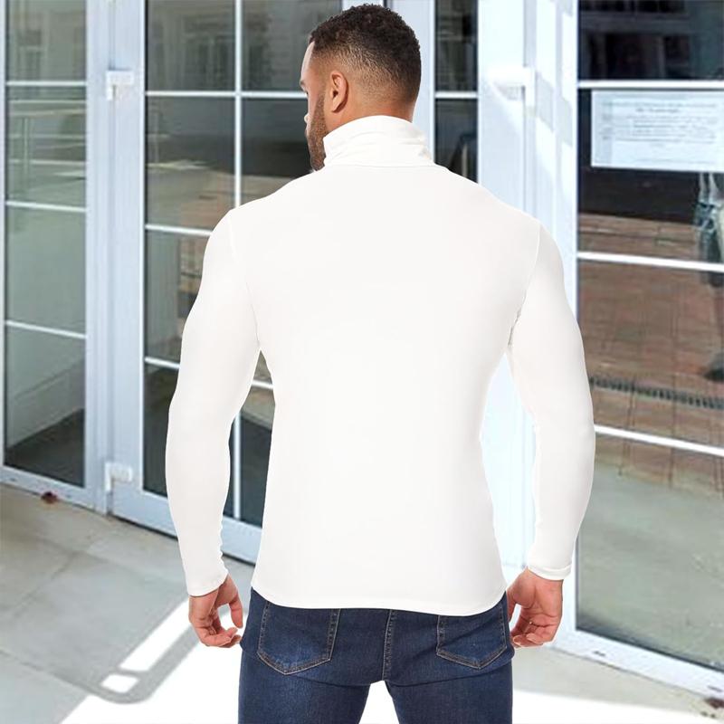 CATTIBOR Men's Plain Turtleneck Long Sleeve T-Shirts,Men High Neck Basic Designed Undershirt,Men Thermal Pullover Sweater Men Underwear Keep Warm