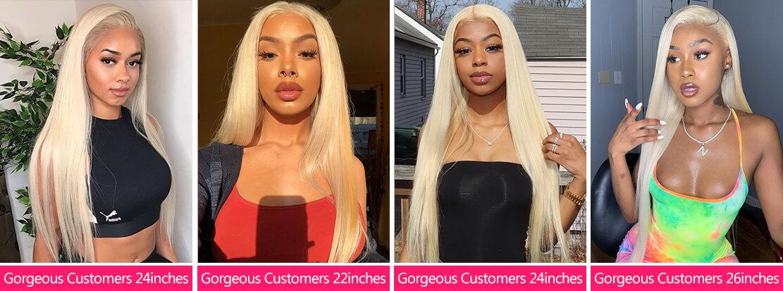 34 Inch #613 Lace Front Wig Human Hair Blonde Straight 13X4 HD Transparent Lace Front Wigs Blended Hair 200% Density Blonde Glueless Wigs #613 HD Straight Lace Frontal Wig Pre Plucked with Baby Hair