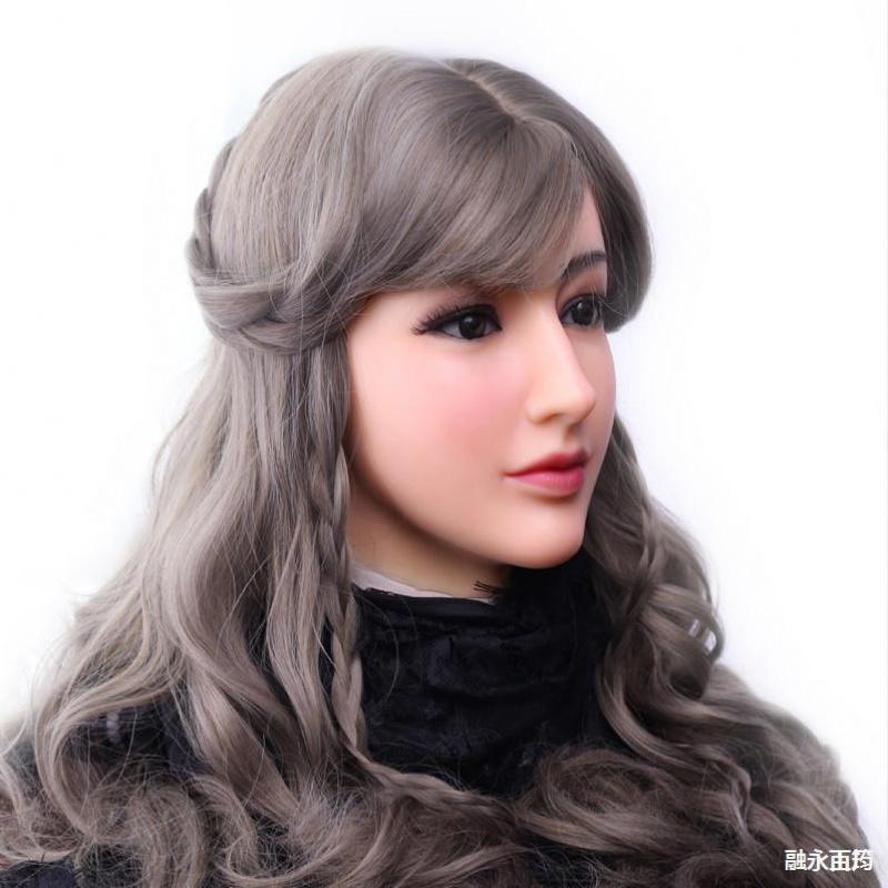 Full-face silicone mask for adults, realistic female facial hood, lifelike human mask, crossdressing, male-to-female transformation, cosplay makeup