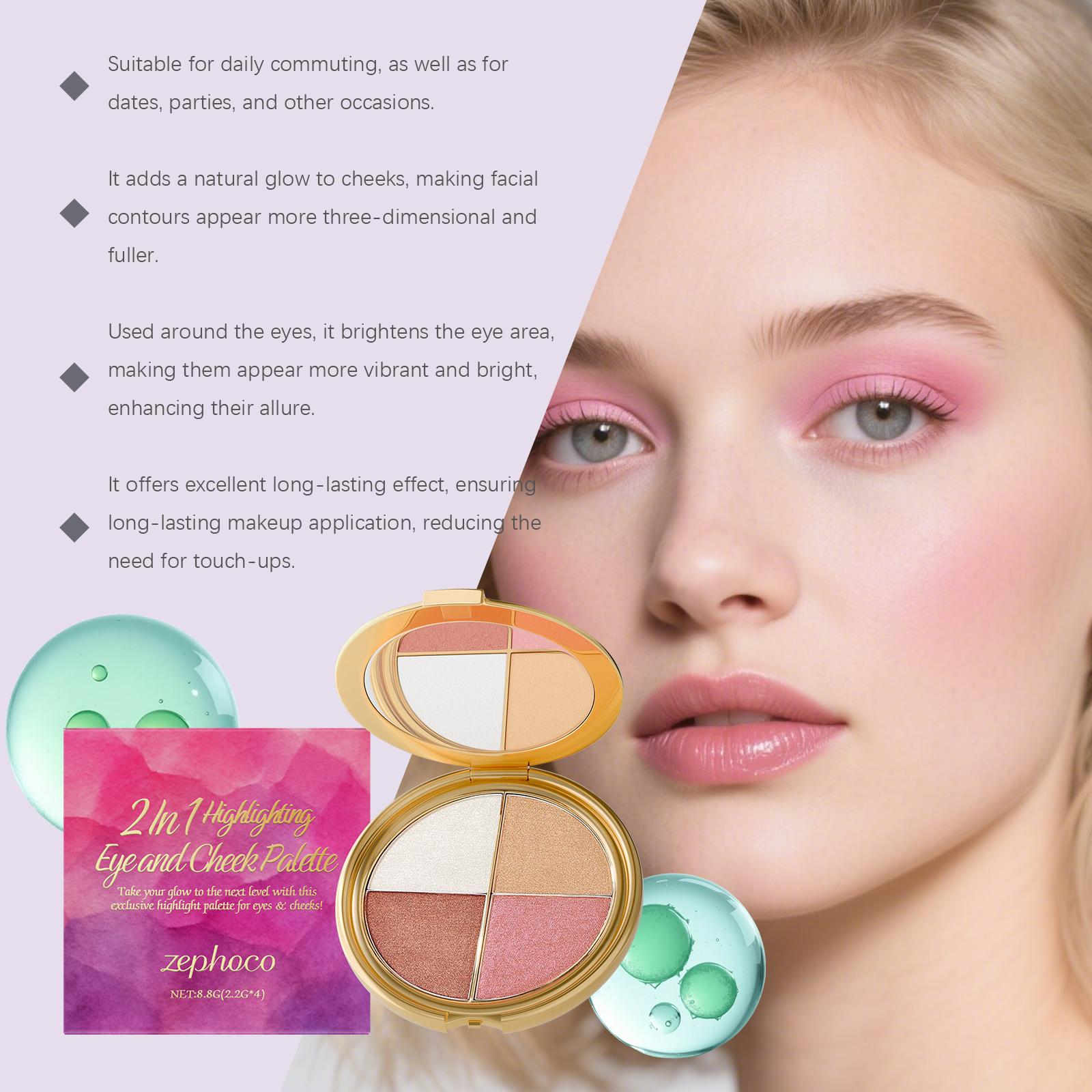 Glow Wardrobe Eye & Cheek Cosmetic Palette - Blendable Eyeshadow, Highlighter, Beauty Products with Included Brush Glow Wardrobe Eye & Cheek Cosmetic Palette - Blendable Eyeshadow, Highlighter, Beauty Products with Included Brush