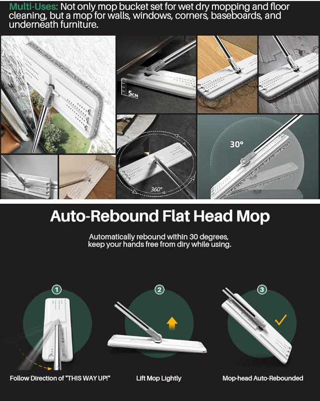 JOYMOOP 13" Flat Mop Head with Microfiber Mop Pad, 1 Pack Mop Head Combo