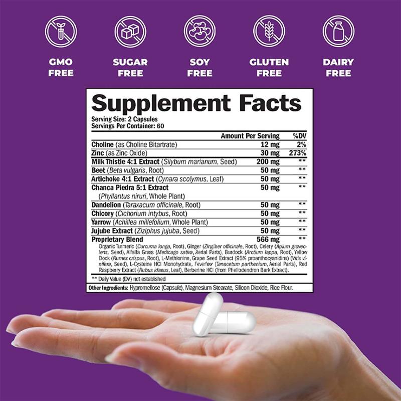 Liver Detox & Repair - Milk Thistle Extract Liver Health Formula for Liver Detox - Liver Capsules with Turmeric, Ginger, Dandelion, Zinc and More