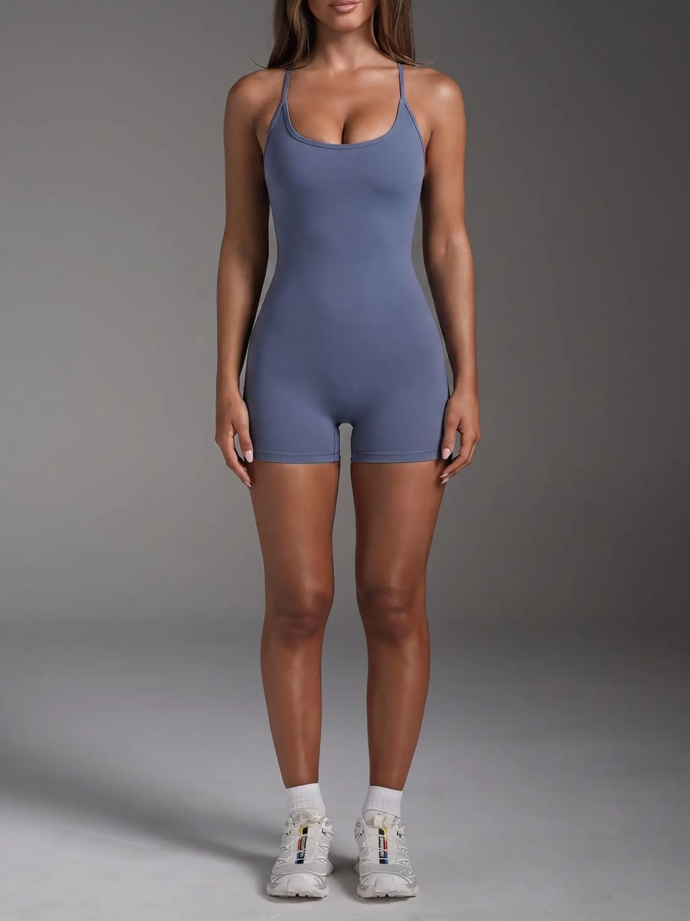 Women's Sporty Jumpsuit, Sexy Backless U-Neck Crop Top, Criss-Cross Design, Ideal for Yoga, Exercise, Fitness, Daily Wear