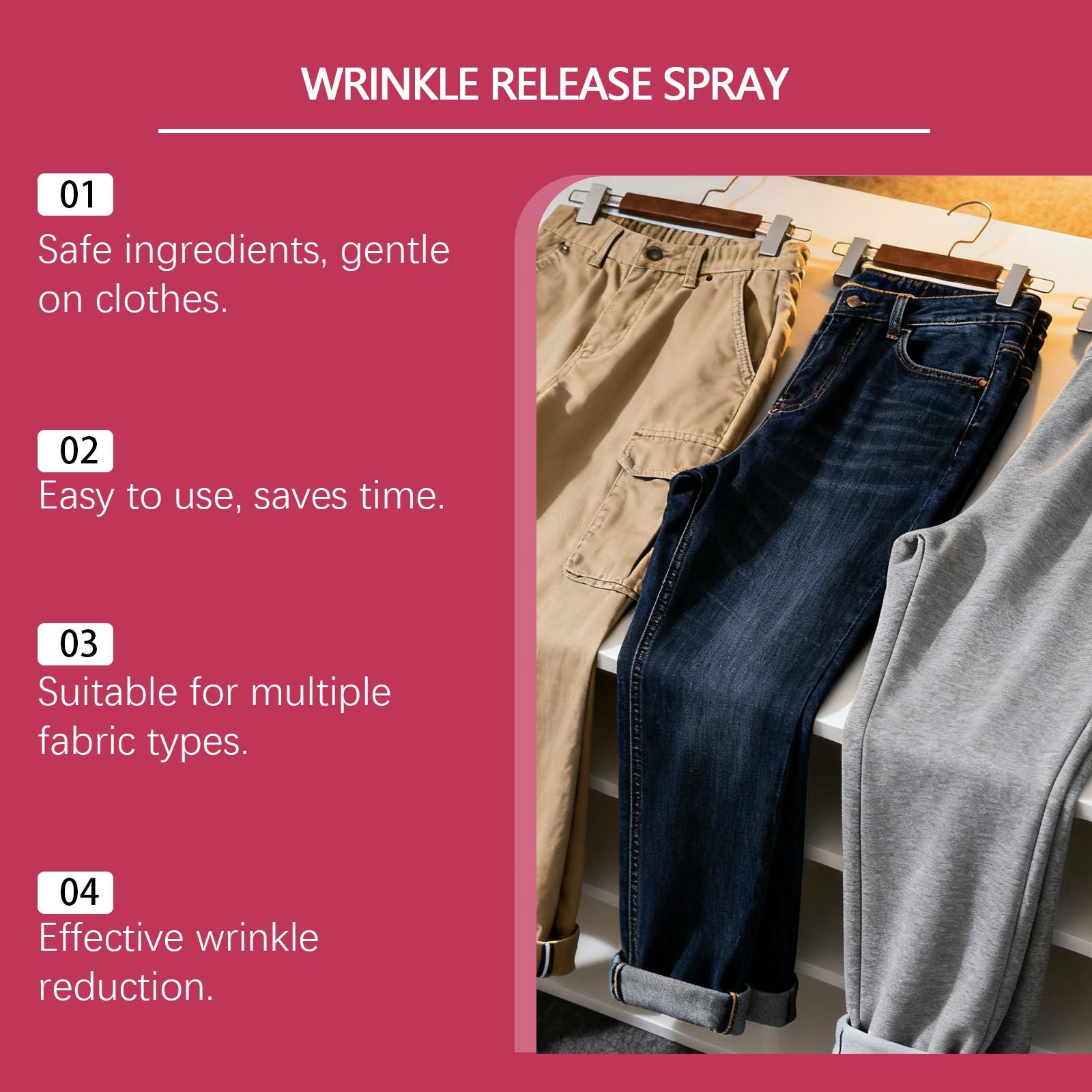 2-Pack Clothing Wrinkle Remover Spray (120ML*2), Easy-To-Use, Effectively Reduces Wrinkles, Suitable for Various Fabrics, Essential Travel Spray