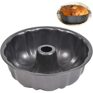 Non-stick Cake Pan, Heavy Duty Carbon Steel Fluted Tube Round Baking Pan,Pound Cake Pan, Buntz Tube Bakeware Mold, Baking Mold for Jello,Gelatin,Chocoflan,Flan