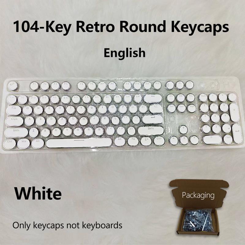 Punk Style Keycaps, Vintage Steam Punk Typewriter Design, Electroplated Surface, Translucent Characters, Compatible with Mx Stems, 6.25u Spacebar Size