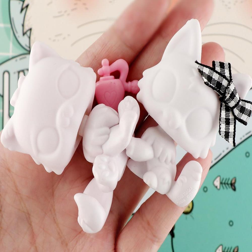 White Base, 5 Piece Random Husky Great Dane Collie Dachshund Dog Puppy Shorthair Cat Crouching Cat Kitten DIY Paint Blank Molds Compitable with LPS Fans