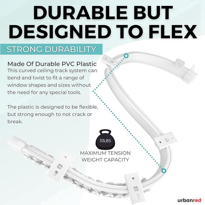 1pc Flexible Bendable Ceiling Curtain Track, Ceiling Mount for Curtain Rail with Track Curtain System, Room Divider, Ceiling Curtain Rod, RV Ceiling Track for Curtains, Curtain Rod Holders