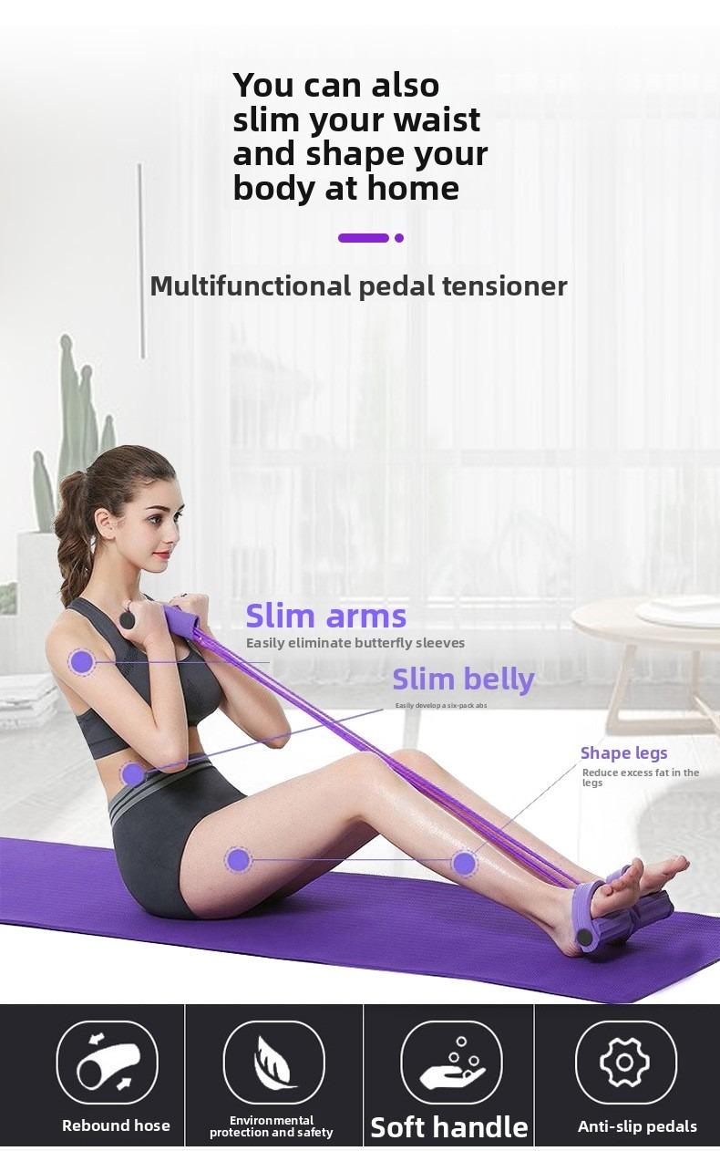 Home Fitness Equipment: 4-Tube Resistance Bands Yoga Pedal Puller, Stretching and Exercise Tool, Leg Muscle Strengthening Device