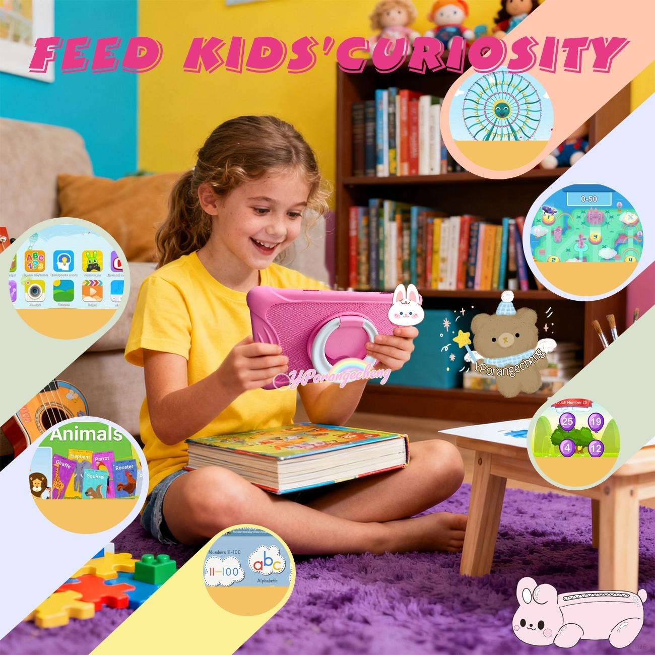 10.1 Inch Android Tablet PC Student Tablets Dual Camera Shockproof Case Student Use Parental Control Educational Features Perfect Christmas Gift