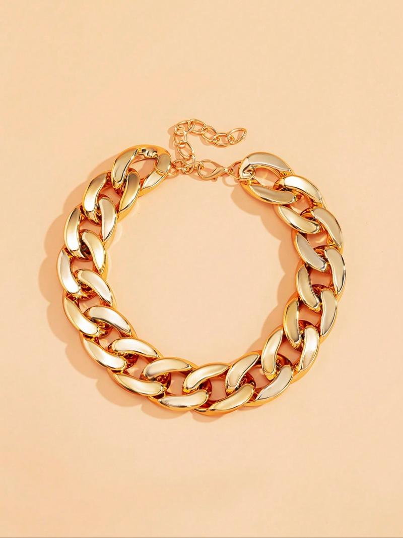 Women's Street Style Colorful Chunky Chain Necklace, Casual Trendy Chunky Chain Necklace, Fashionable Jewelry for Daily & Party Decoration