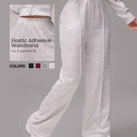 Women's Solid Elastic Waist Sports Sweatpants, Casual Comfy Breathable Jogger Pants for Daily Wear, Ladies Sportswear for All Seasons