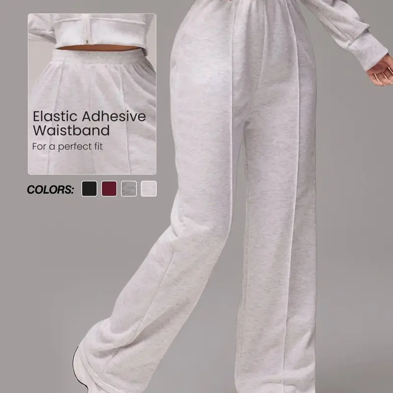 Women's Solid Elastic Waist Sports Sweatpants, Casual Comfy Breathable Jogger Pants for Daily Wear, Ladies Sportswear for All Seasons
