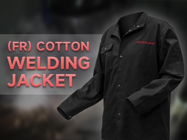 YESWELDER 9oz Lightweight FR Cotton Welding Jacket | NFPA 2112 Certified Black Work Uniform for Welders