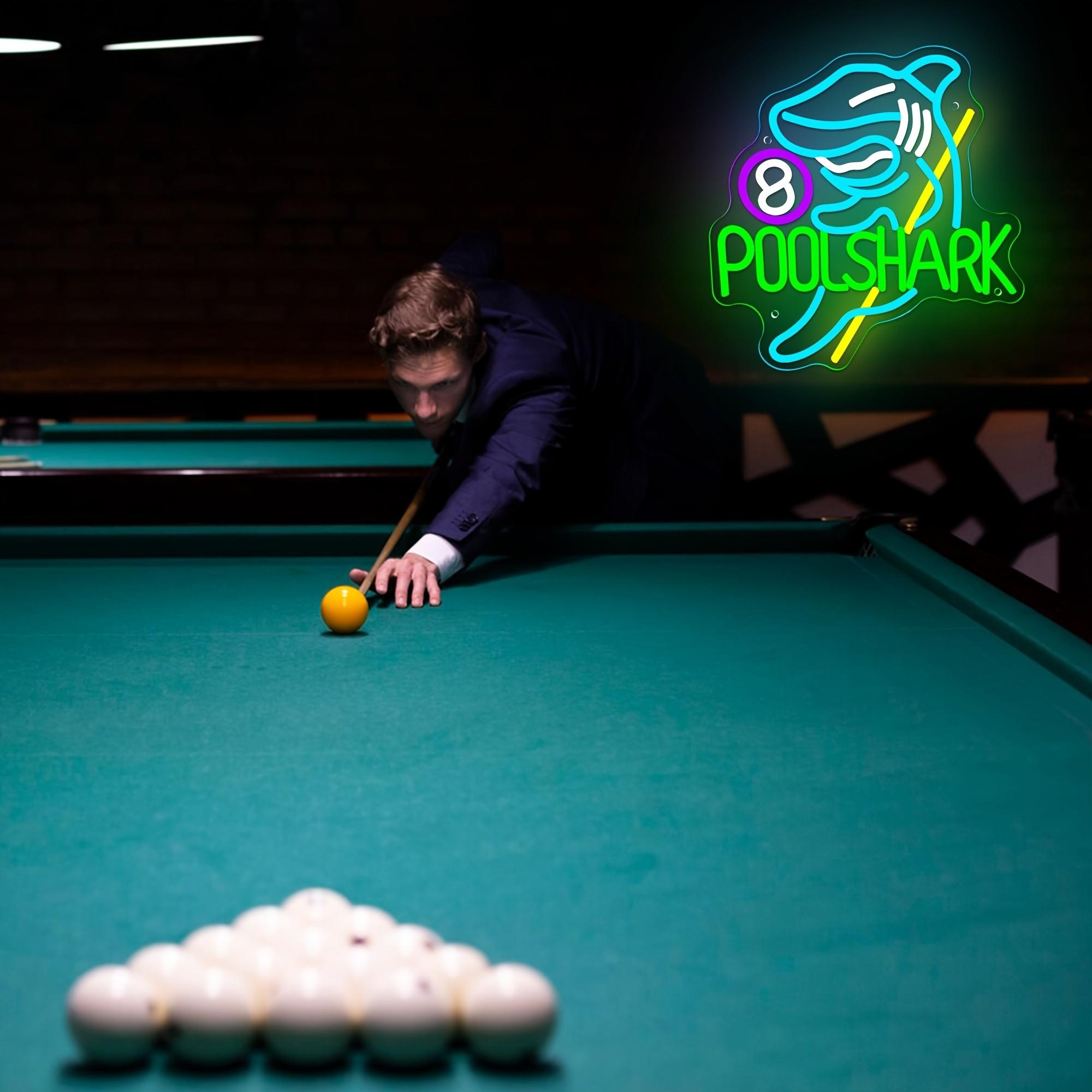 Creative "Billiard Shark" Neon Sign — USB-Powered, Wall-Mountable — Ideal for Billiard Clubs, Bars, and Party Decor