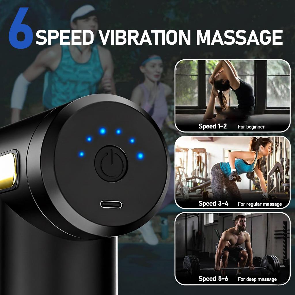 Portable 4-in-1 Massage Gun, Neck Shoulder Relaxer, 6-Speed Vibration Adjustment, Handheld Electric Massager Tool, Ideal Gift for Men and Women