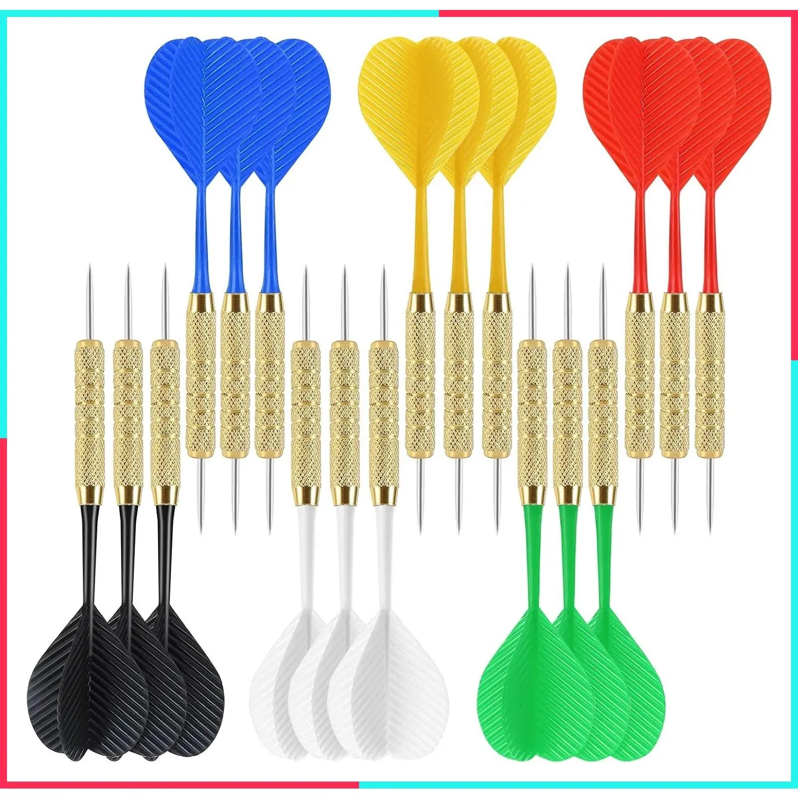 18 Pack 18 Grams Steel Tip Darts, Metal Tip Dart Set for Dartboard