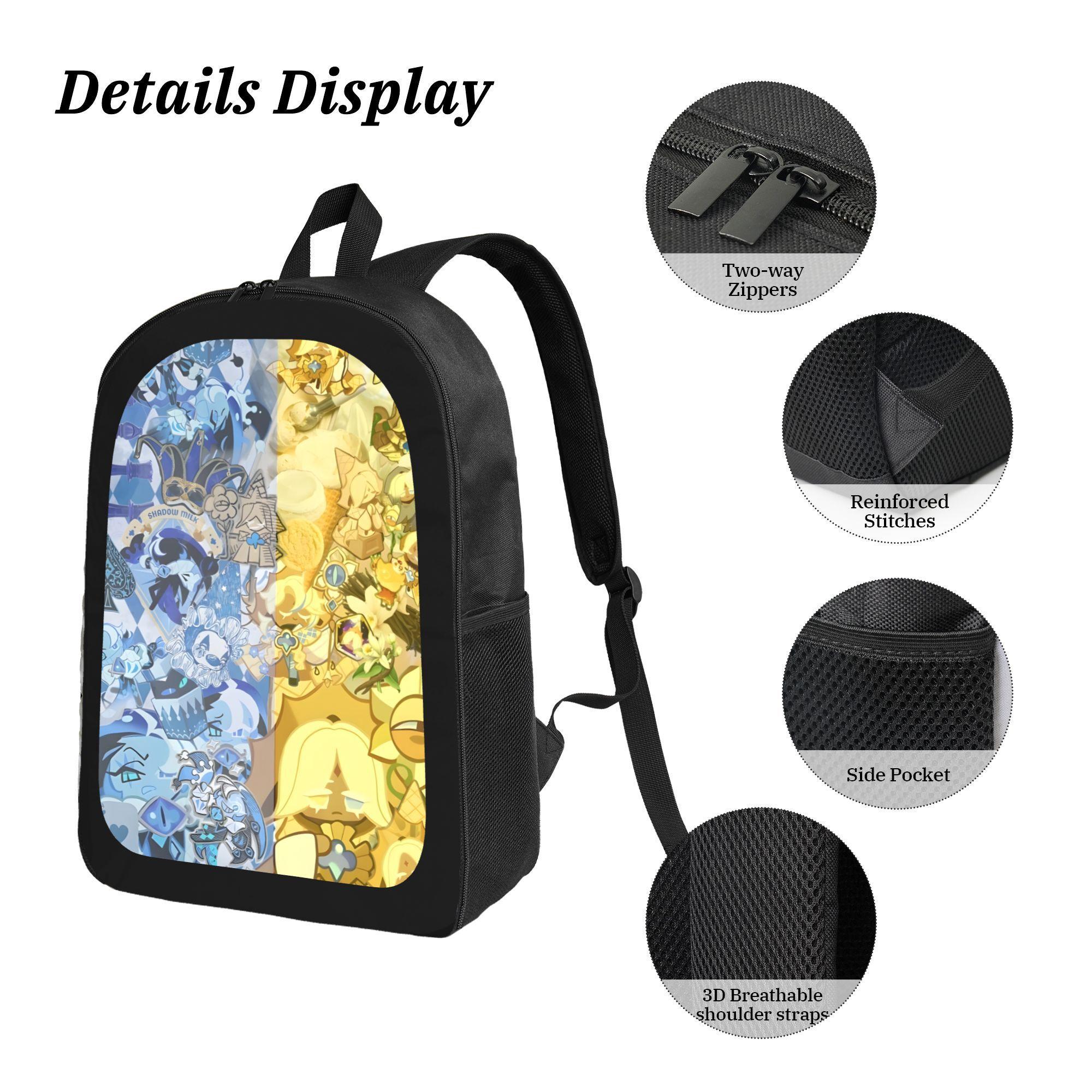 cookie run kingdom  Backpack 3PCS Set shadow milk cookie  School Bag Set ,unisex