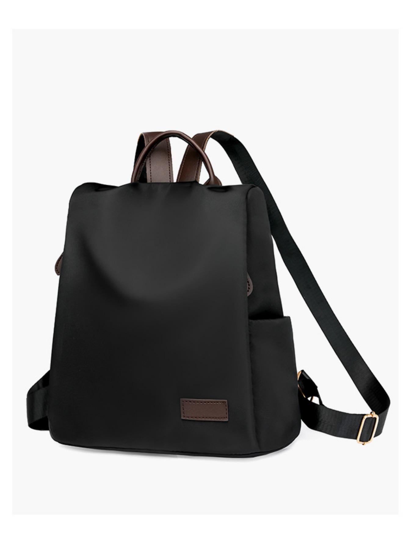 Women's Plain Anti-Theft Backpack, Geometric Patchwork Design, Large Capacity Waterproof, Fashionable Versatile Shoulder Bag, Water Resistant Backpack