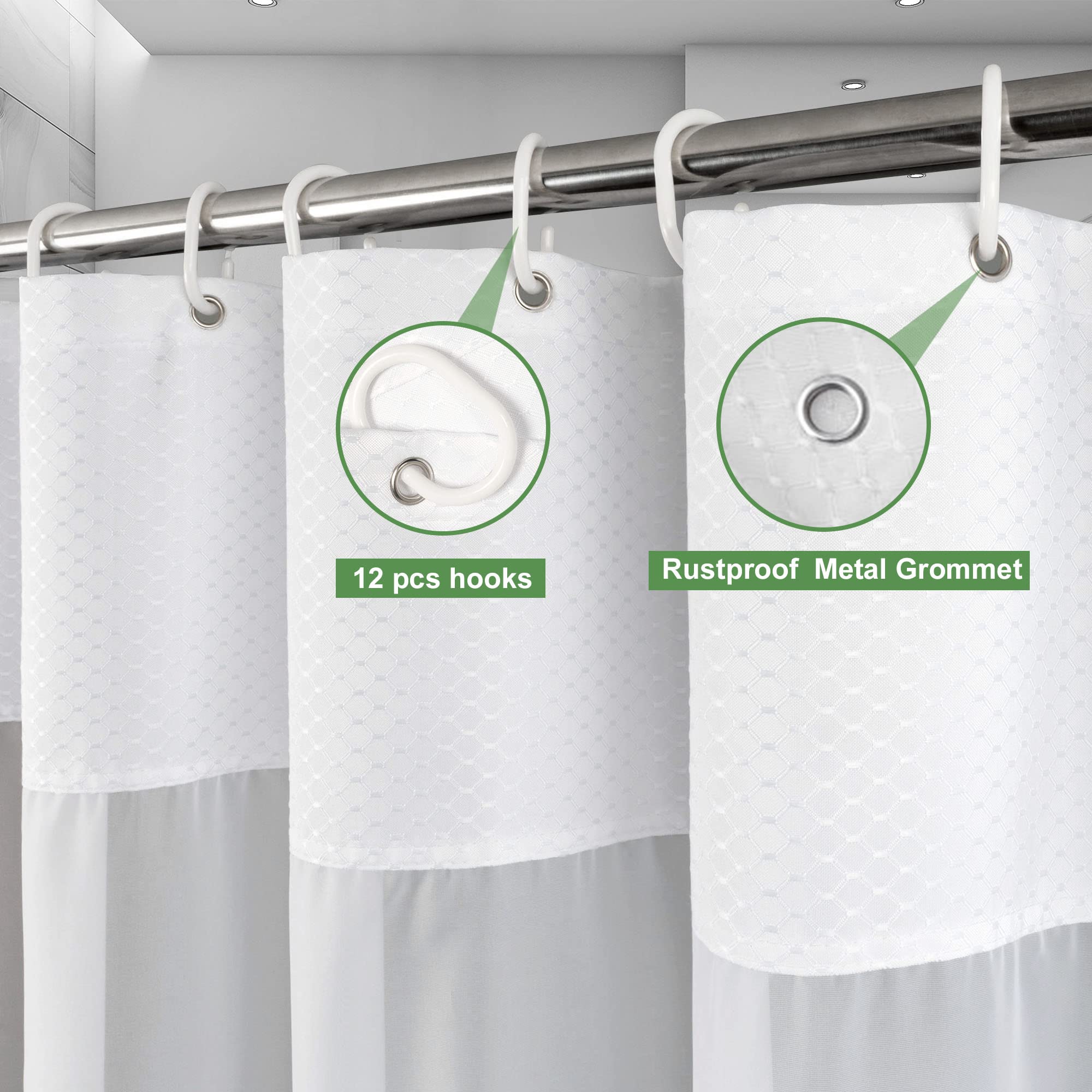 Cute Cow Pattern Bathroom Shower Curtain, 1 Count Waterproof Bathroom Curtain with 12pcs Hooks, Bathroom Decor Supplies, Bathroom Decoration Accessories