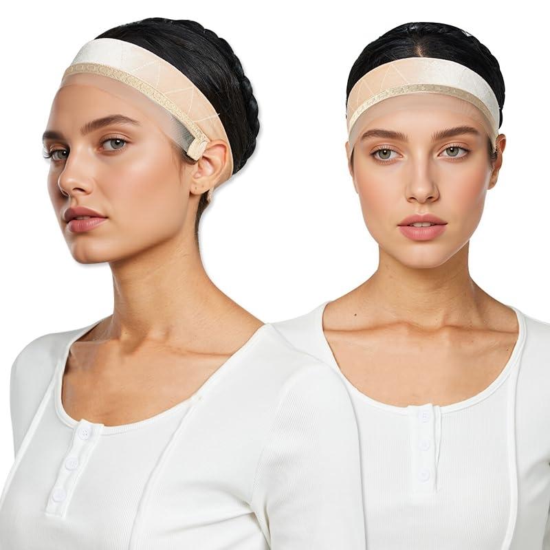 Breathable Frontal Wig Band Adjustable Elastic Wig Strap Non-Irritating with Anti-Slip Silicone Strip Natural Hair Edge ()