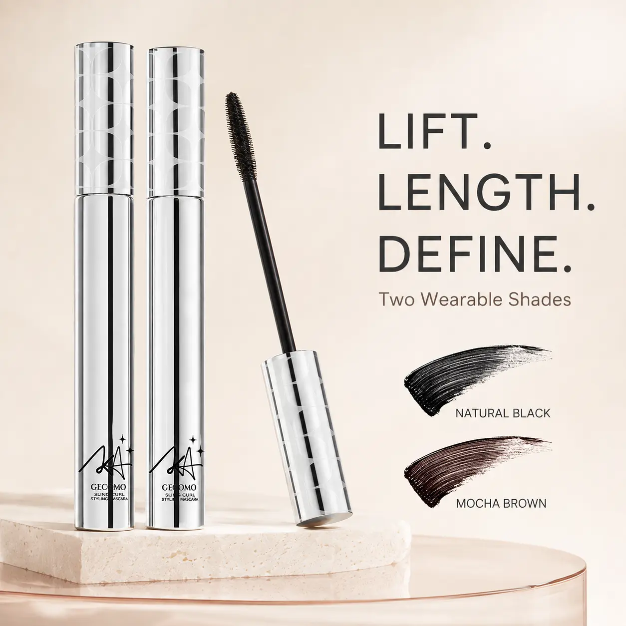 Waterproof Lengthening Mascara Primer, Quick-Dry Lash Base for Naturally Curled, Fuller-Looking Lashes, Long-Lasting & Smudge-Proof Eye Makeup