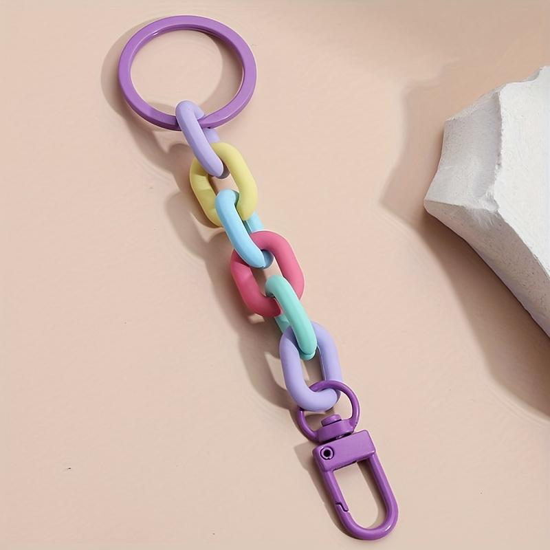 Acrylic plastic chain keychain in macaron colors, handmade keyring for women autumn rapper men Stainless Steel Link Necklace 20 motif tiara Crucifix nut Personalized Eye Photo Titanium Large Pearl Saturn Water Drop Choker Gradient Diamond Bead Rosary