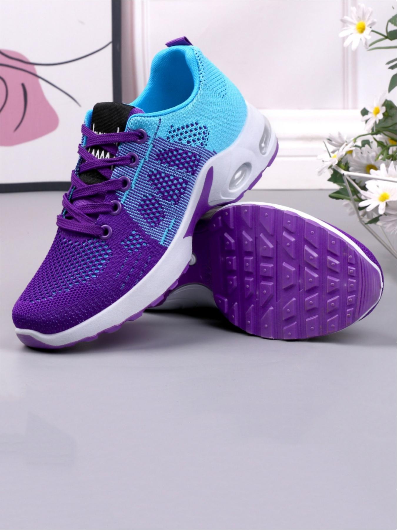 Ladies' casual sports shoes, trendy woven mesh breathable sports shoes, comfortable air cushion design, lightweight rebound, multi-color splicing fashionable color collision, preferred for daily commuting light sports wear