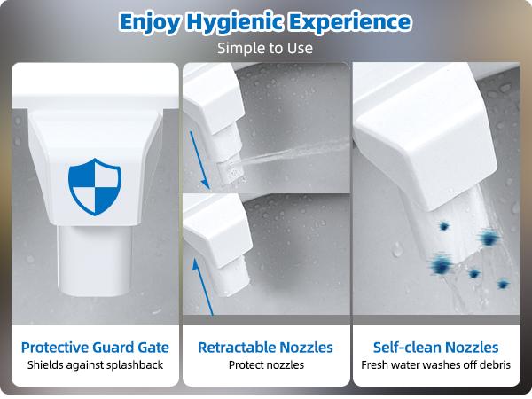 Hibbent Bidet Attachment for Toilet, Non-Electric Dual Nozzle for Frontal & Rear Wash, Adjustable Water Pressure Control, Fresh Water Bidet Toilet Seat, Self Cleaning Water Sprayer, Matte Black