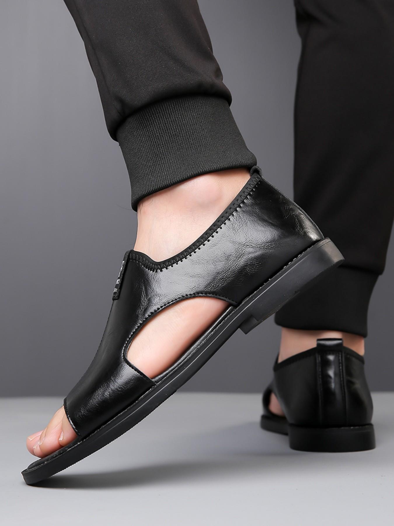 Classic Men's Dual Strap Sandals, Smooth Surface, Flexible Insole, Ideal for Warm Weather Outdoor Activities, Travel-Friendly, Versatile Casual Style
