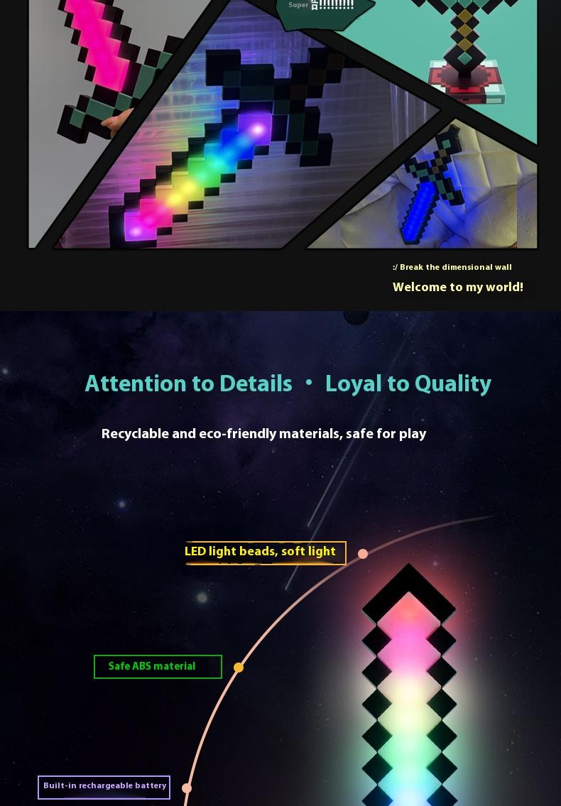 Diamond Sword 14 Inch USB Desk LED Night Light 11 Color Decorative Fun Safe Mood Lamp for Home Bedroom Living Room Office USB Powered LED Technology Ambient Glow Lighted Floor Standing