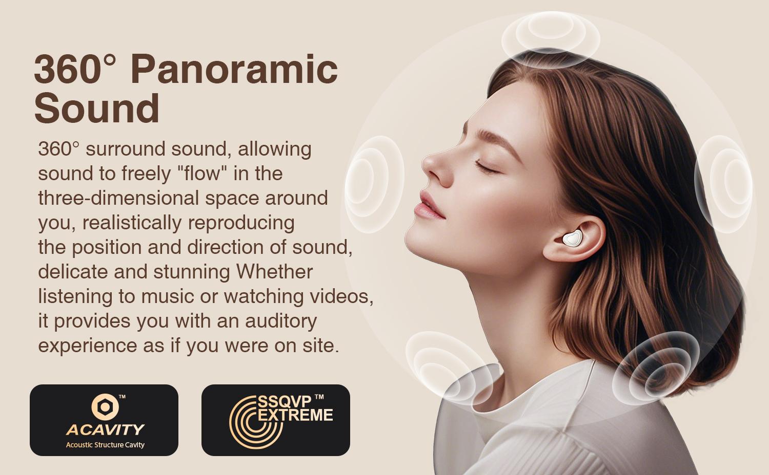 HYUNDAI F9 Heart Shaped Wireless Earphones, Cute Women's Wireless Earbuds，Light-weigh Sports Headset for Work, Hiking, Running and Outdoor Activities