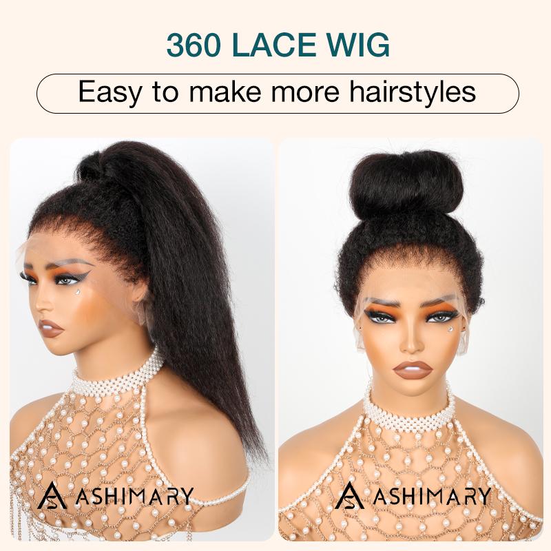 Glueless Newborn Hairline Invisi Strap 360 Skin Lace Frontal Kinky Straight Wig Pre-Everything Natural Look Human Hair Wig
