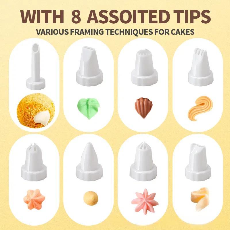 9 pcs Mini Cookie Gun Multi-function decorator Bean dissolving biscuit machine Cream gun Multi-style pressed cream Home baking set