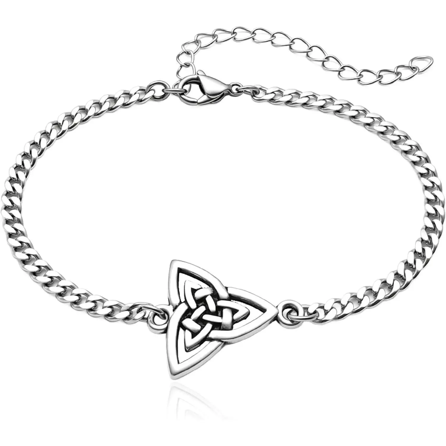Triquetra Celtic Knot Stainless Steel Adjustable Charm Bracelet for Women | , Celtic Trinity Symbol, Minimal Dainty Layering