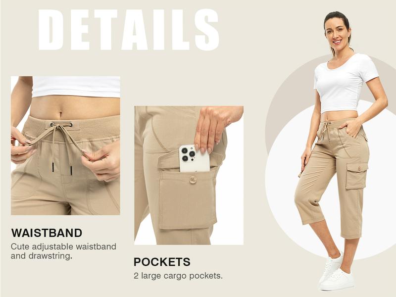 YSENTO Womens Lightweight Capris Hiking Pants 6 Pockets Quick Dry Cargo Outdoor Trip Loose Shorts COMFY  MOMS OVER 30 【Plus Size,S-XXXXL】 Workout Bottoms Athletic Outfit #SpringFresh