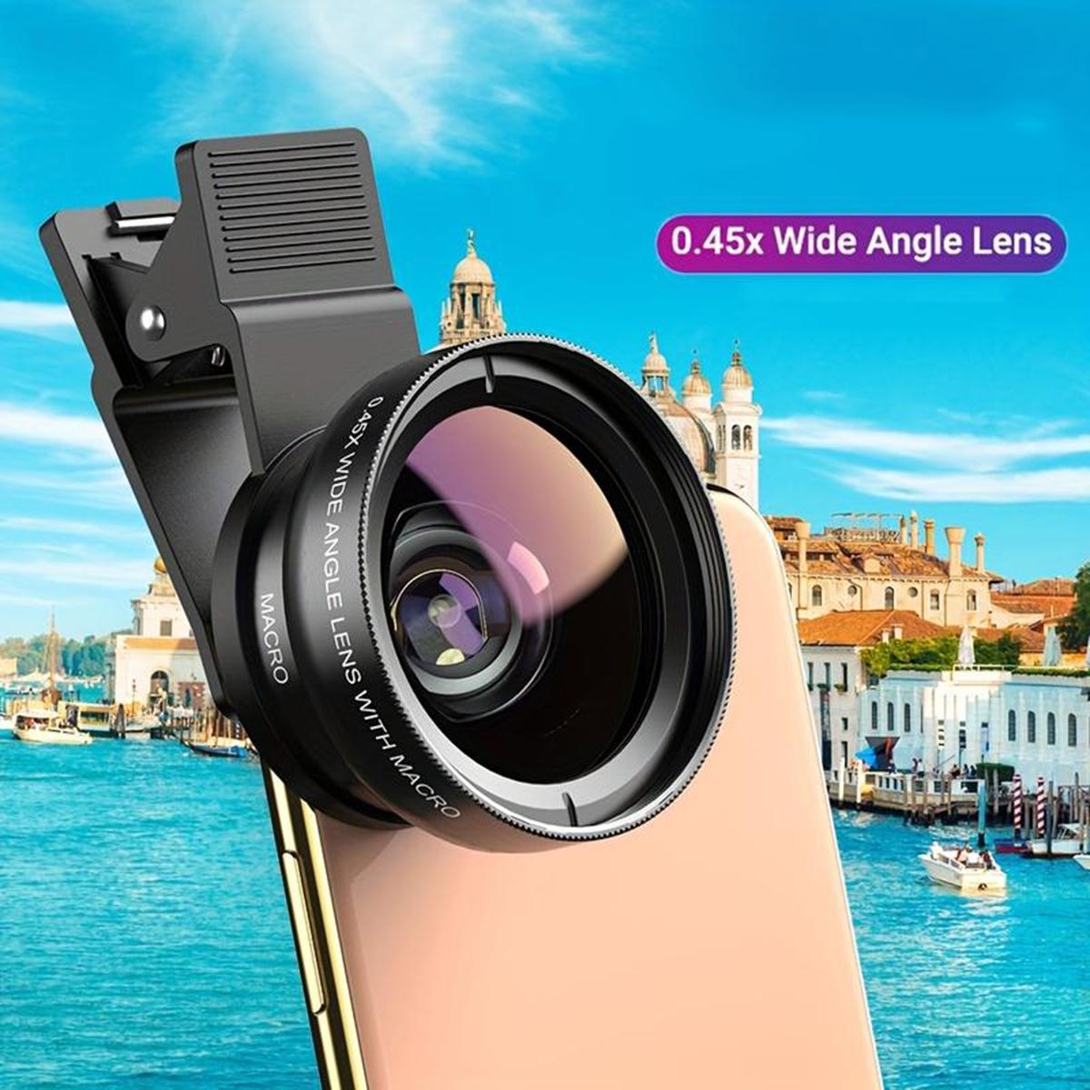 0.45X Phone Wide Angle Lens, 2-In-1 Camera Lens, 0.45x Super Wide Angle & Macro HD, Universal Clip-On for iPhone & Android Phones, Accessories