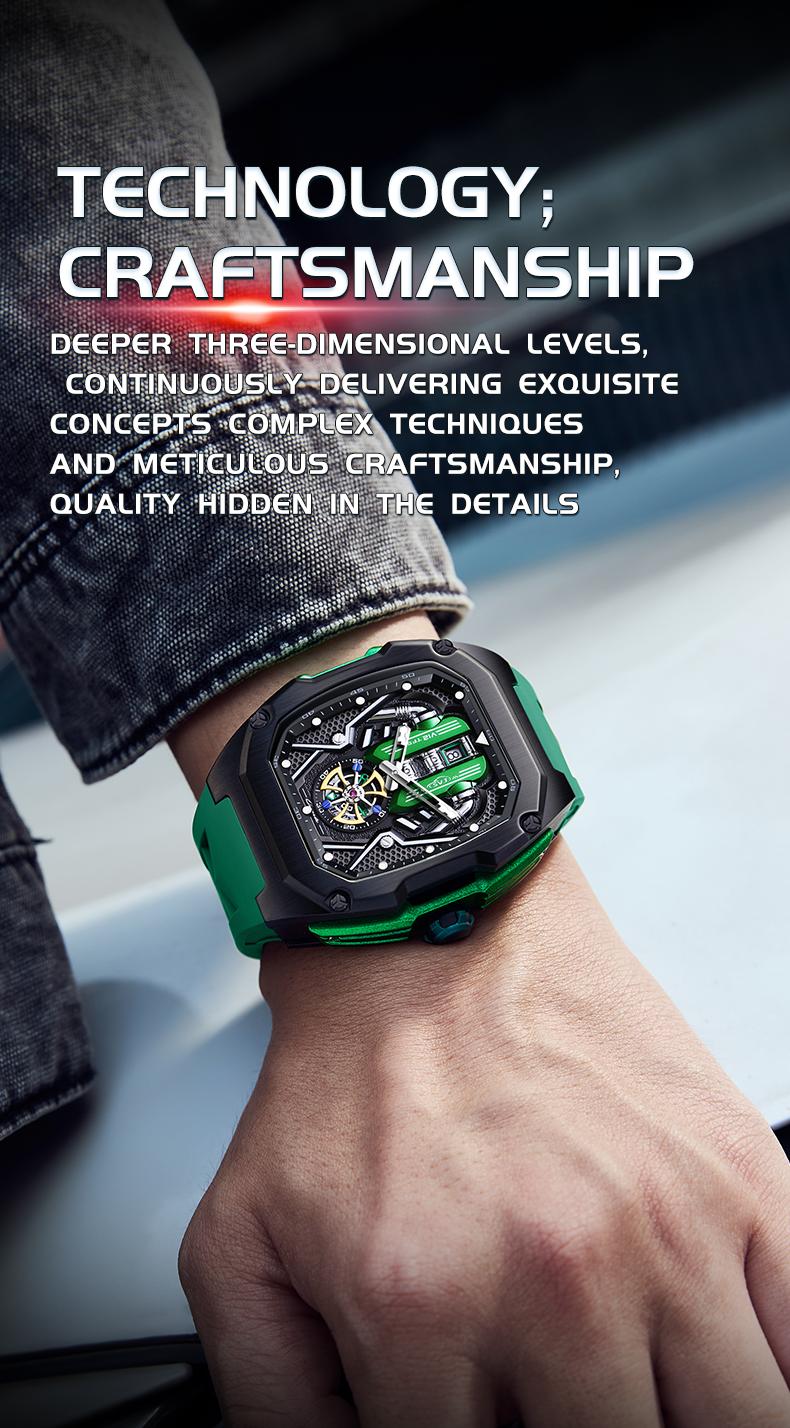 V12 trendy wristwatch Phantom Series Chronograph Calendar,watches for men,Watch With Quartz Movement, Men's Watch, Black Dial, Gift Box, Simple, Waterproof, Luminous Watch detail 5