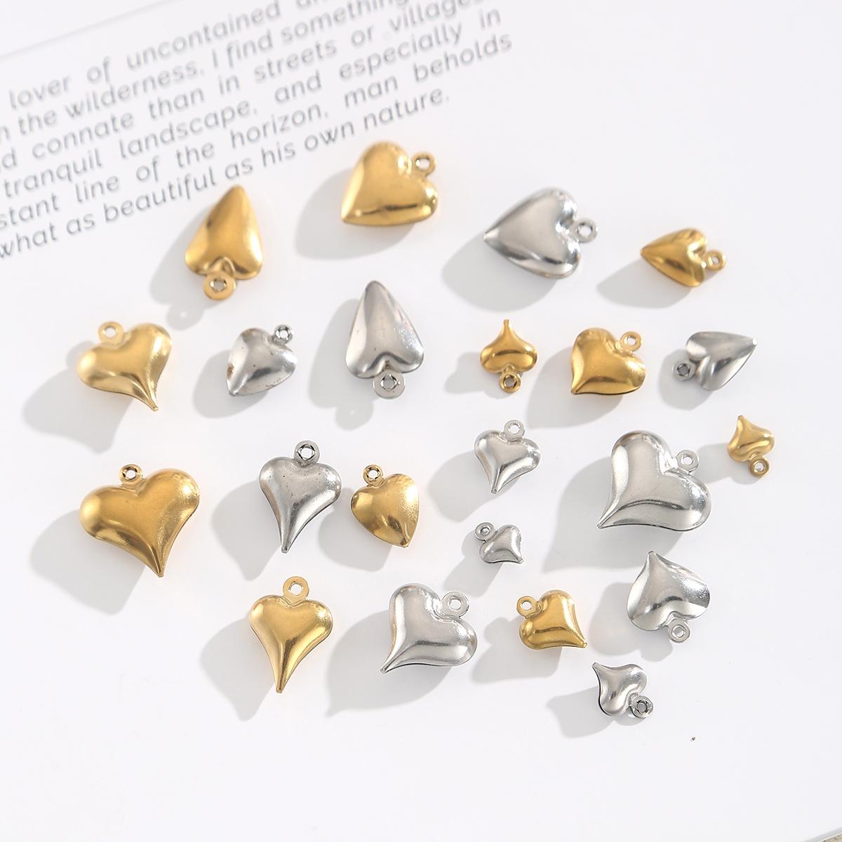 20pcs Stainless Steel Heart Pendants, DIY Jewelry Making Supplies, Necklace Bracelet Accessories, All Seasons