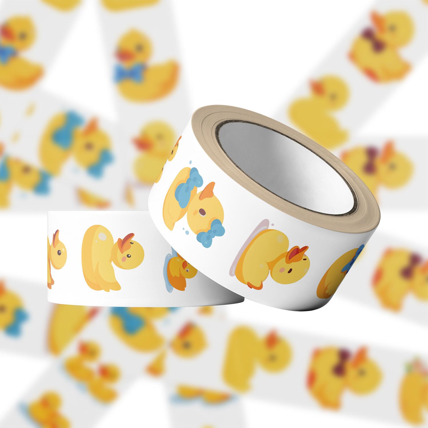 500PCS Cute Duck Stickers for Kids 10 Styles Sticker Rolls Rubber Yellow Ducks Stickers Duck Party Favors Waterproof Vinyl Stickers(500 Per Roll)