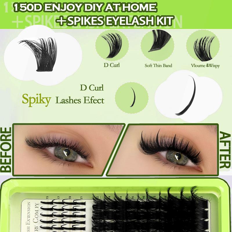 Curl Wispy Individual False Eyelash with Lash & Tweezers Kit, Natural Self Grafting Diy Segmented Eyelash, Makeup, Diy Eyelash Extensions