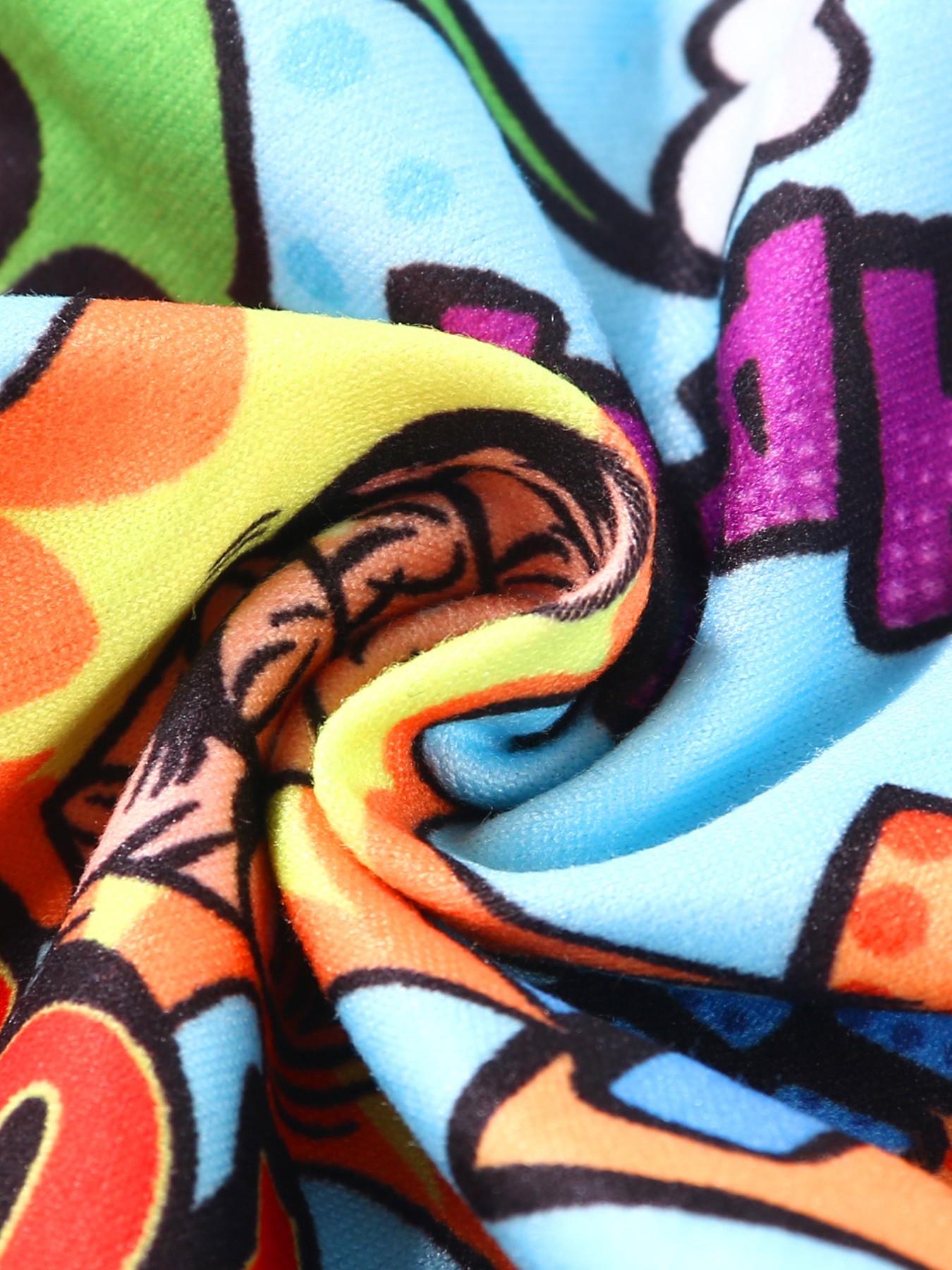 10-Pack Men's Cartoon Graffiti Print Boxer Briefs, Fun Random Patterns, Soft Comfortable, Slim-Fit, Casual Daily Wear, Youth Sports Style, Athletic Boxers Briefs, Novelty Boxer Briefs