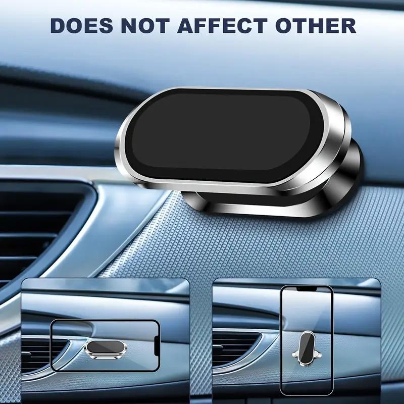 Magnetic Car Phone Mount 2 Pack with 4 Metal Plates 360 Rotation Universal Dashboard Adhesive Holder for iPhone & All Phones Super Magnet Strong Hold Portable Car Use