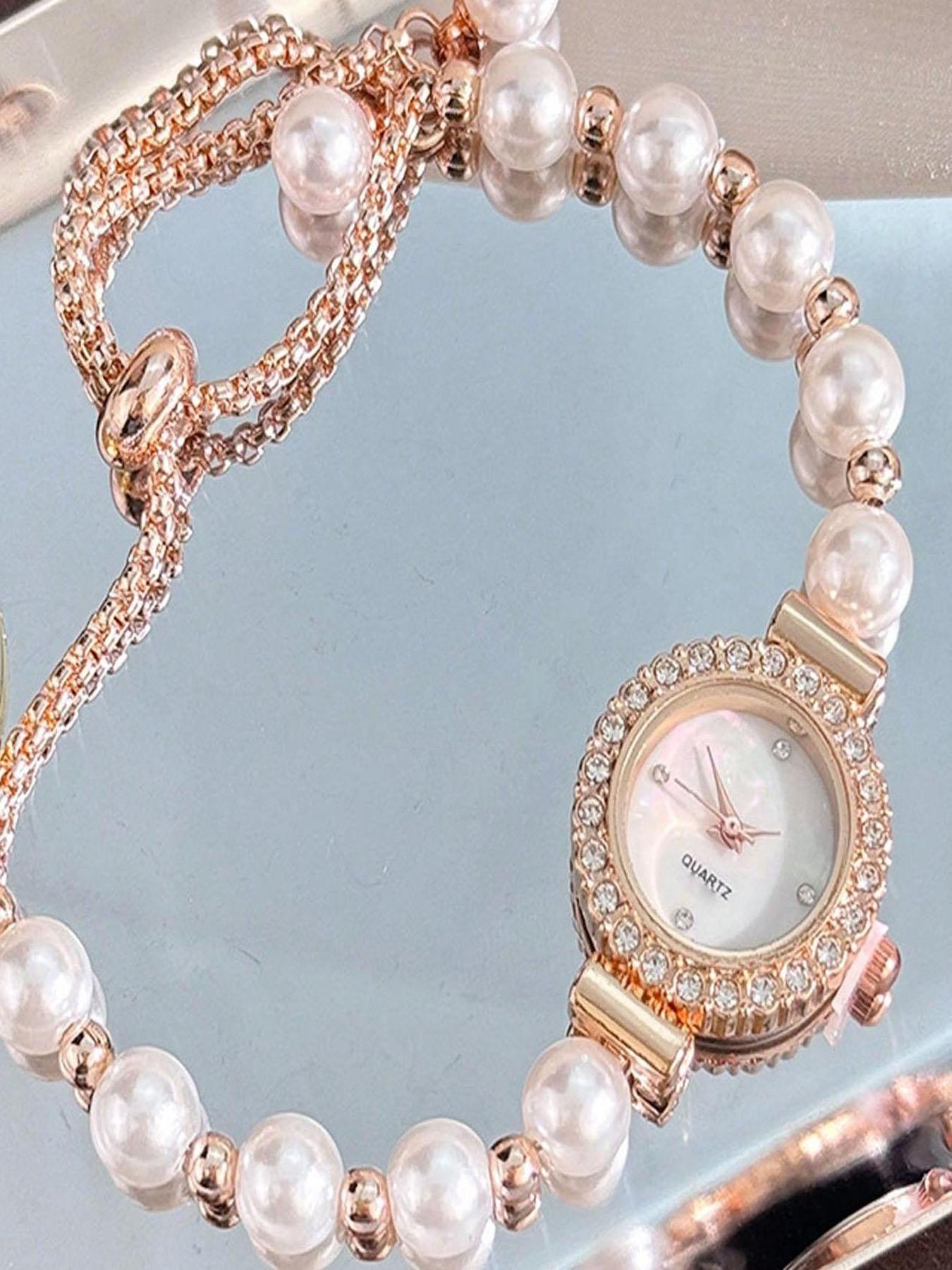 Elegant Ladies' Adjustable Alloy Bracelet Watch with Quartz Movement, Suitable for Daily Matching and Gifting To Friends